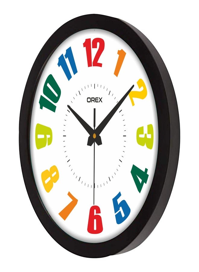 OREX Stylish Multicolor Design Wall Clock for Home/Living Room/Bedroom/Kitchen/Office/Kids Room (Black) - Image 2